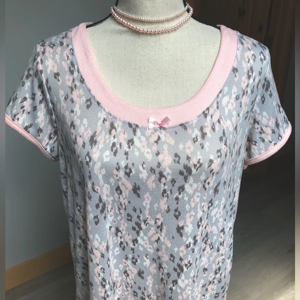 NEW Rene Rofe Pink & Gray Nightgown & NEW Sleep Mask